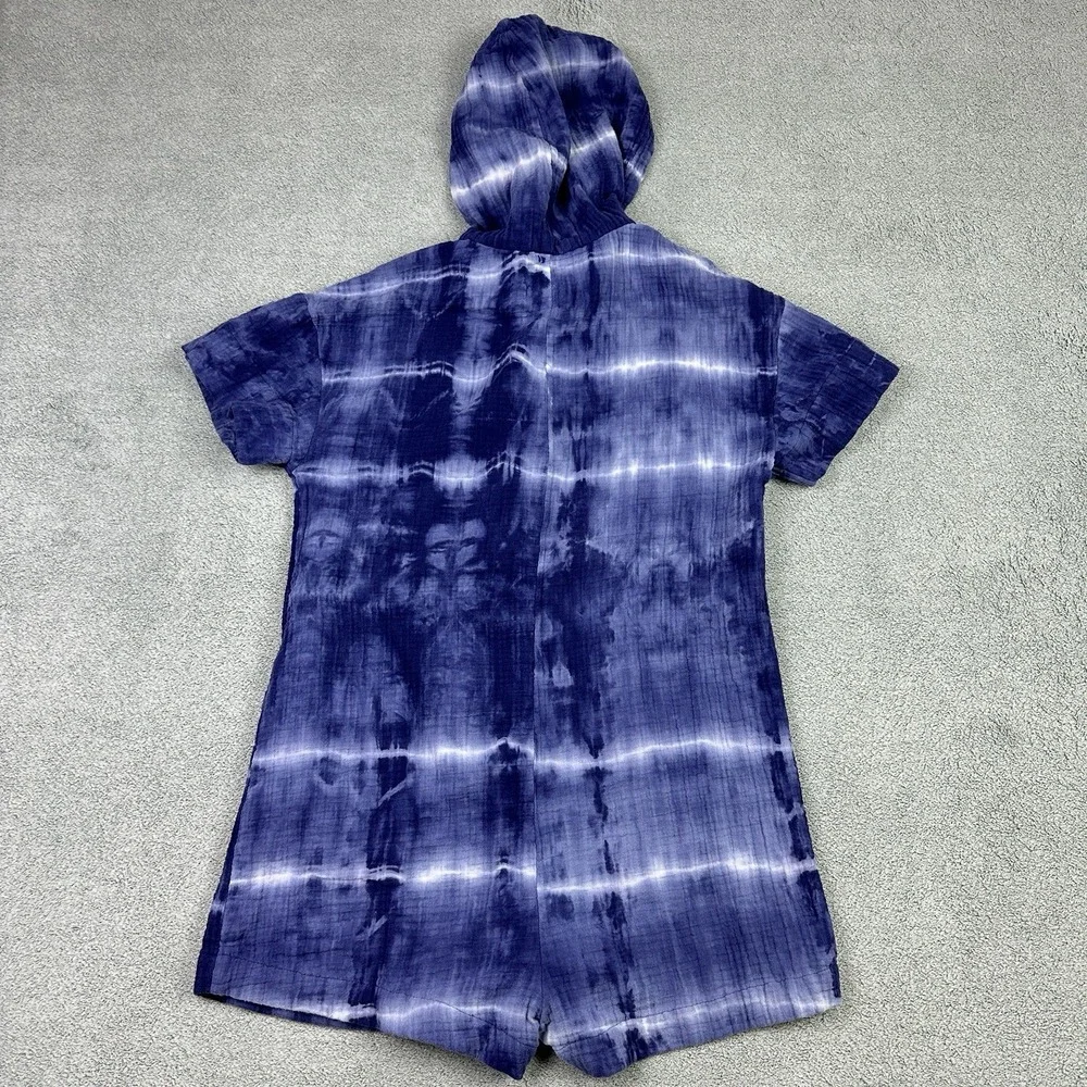 Madewell X Warm Romper Womens Small Blue Tie Dye Hooded Lounge Beach Cover Up - Picture 3 of 9